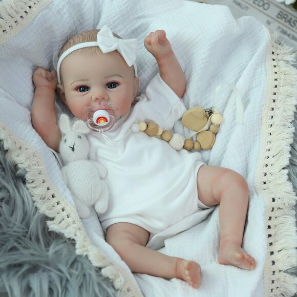 🆕18 Inch Realistic Cloth Body With Vinyl Limbs Baby Doll with Accessories - Picture 13 of 16